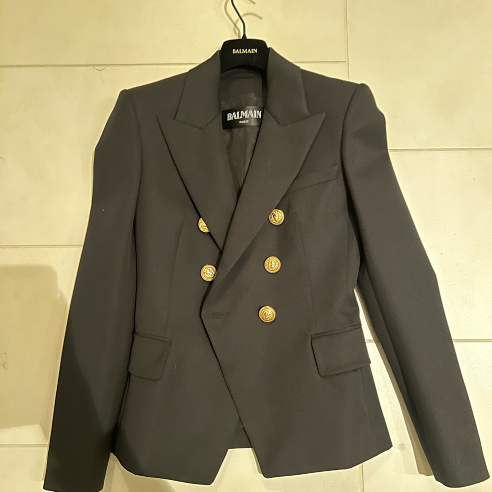 Black Balmain blazer with gold buttons